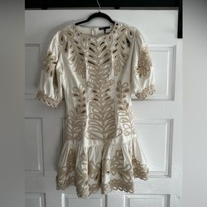 Maje embroidered cream mini dress